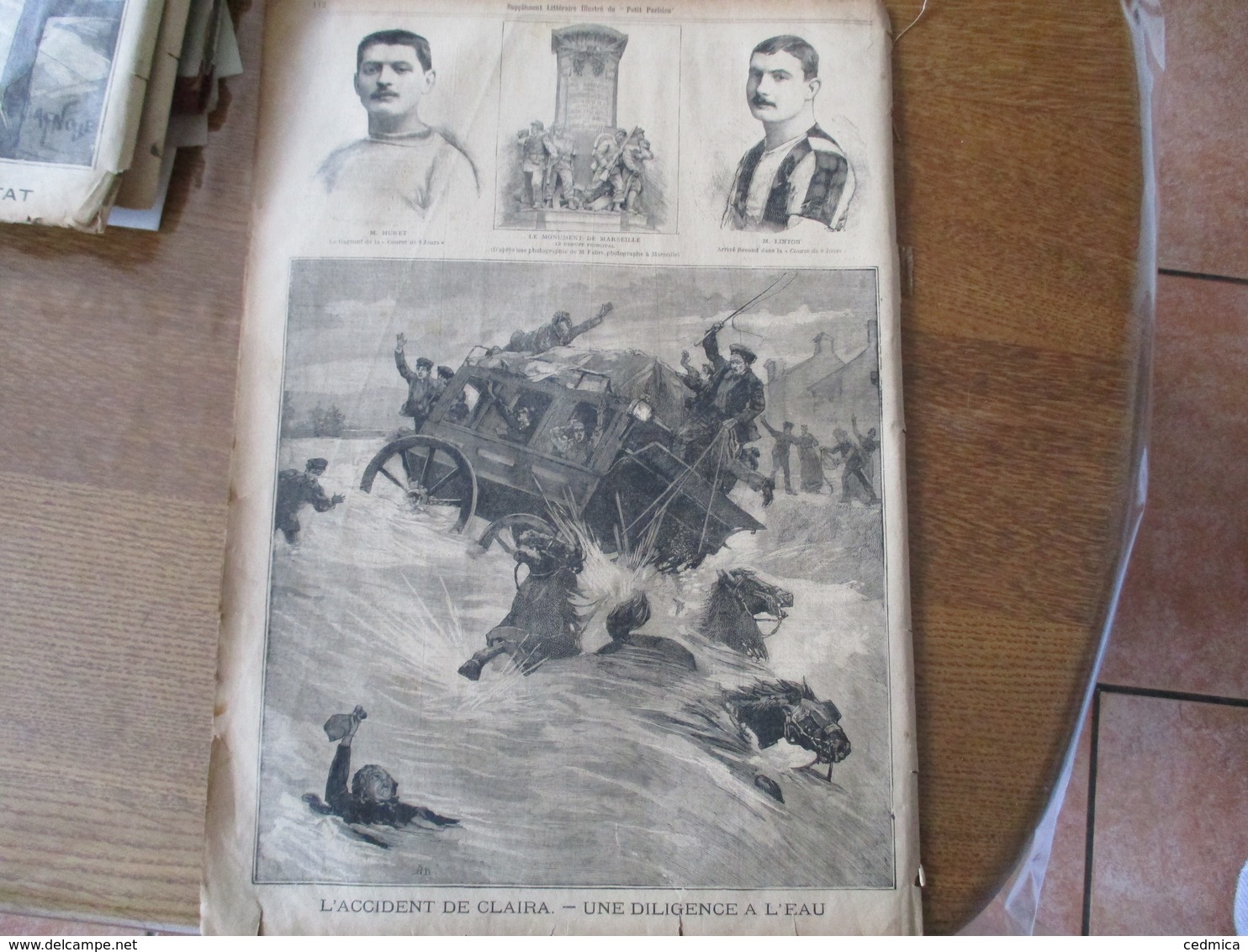 LE PETIT PARISIEN  DU 8 AVRIL 1894 MORT TRAGIQUE D'UN AERONAUTE,L'ACCIDENT DE CLAIRA UNE DILIGENCE A L'EAU,M.HURET GAGNA - 1850 - 1899