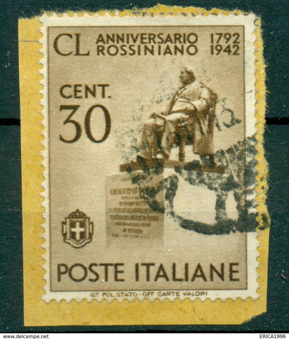 V6971 ITALIA 1944 REGNO USI TARDIVI Rossini 30 C. Su Frammento Con Annullo 16.11.43, Ottime Condizioni - Usati