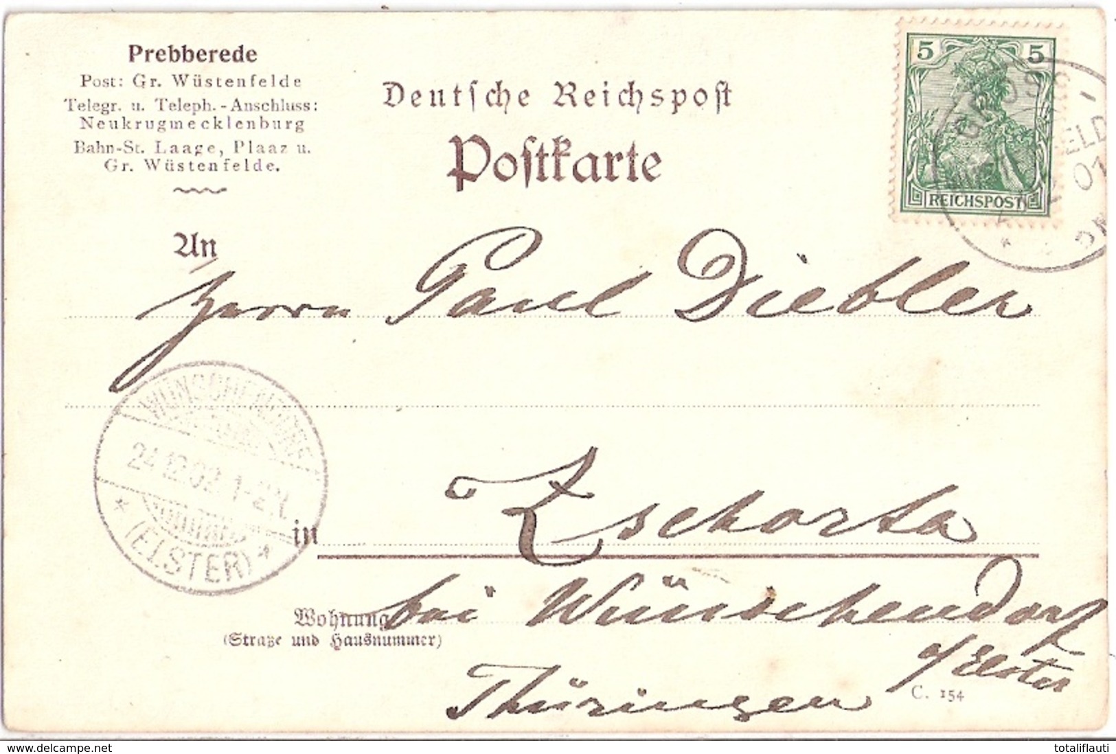 PREBBEREDE Landkreis Rostock Schloss Autograf Graf Von Bassewitz Gelaufen 22.12.1901 - Teterow