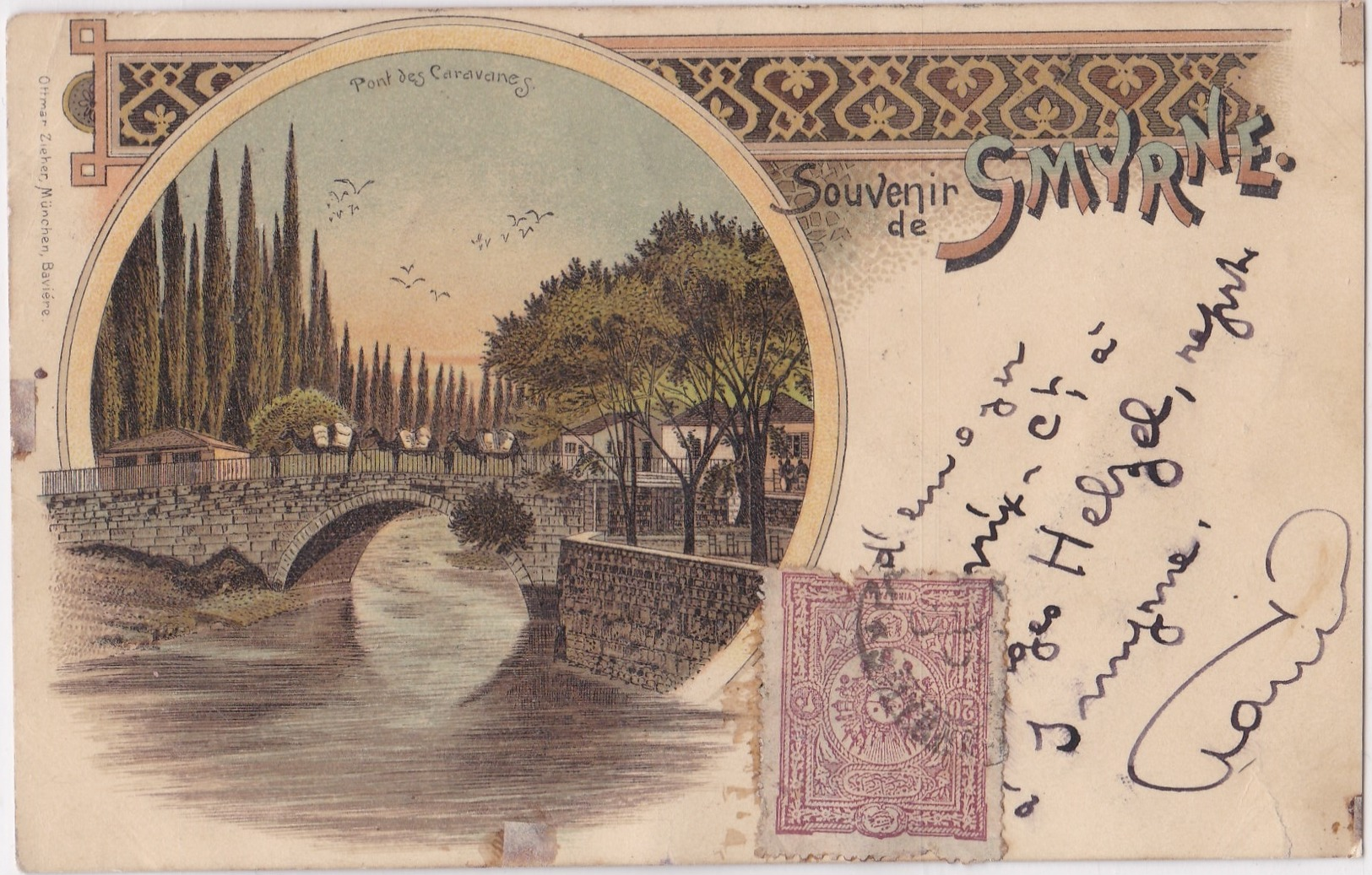 Souvenir De SMYRNE/Pont Des Caravanes -LITOGRAPHIED - Turquie