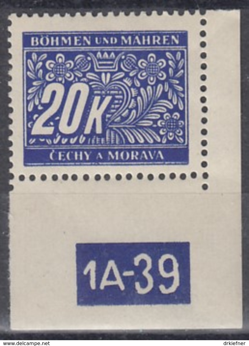BÖHMEN Und MÄHREN Porto 14 Pl.-Nr. 1A-39, Rndgz, Postfrisch **, Portomarke 1939 - Ungebraucht