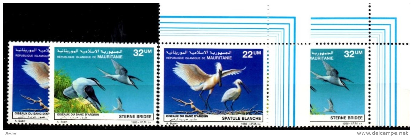 Vögel 1986 Mauretanien 901/2+ER ** 8€ Nationalpark Arguin Löffler Zügel-Seeschwalbe Naturschutz WWF Bird MAURITANIE - Zwaluwen