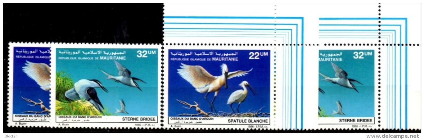 Vögel 1986 Mauretanien 901/2+ER ** 8€ Nationalpark Arguin Löffler Zügel-Seeschwalbe Naturschutz WWF Bird MAURITANIE - Golondrinas