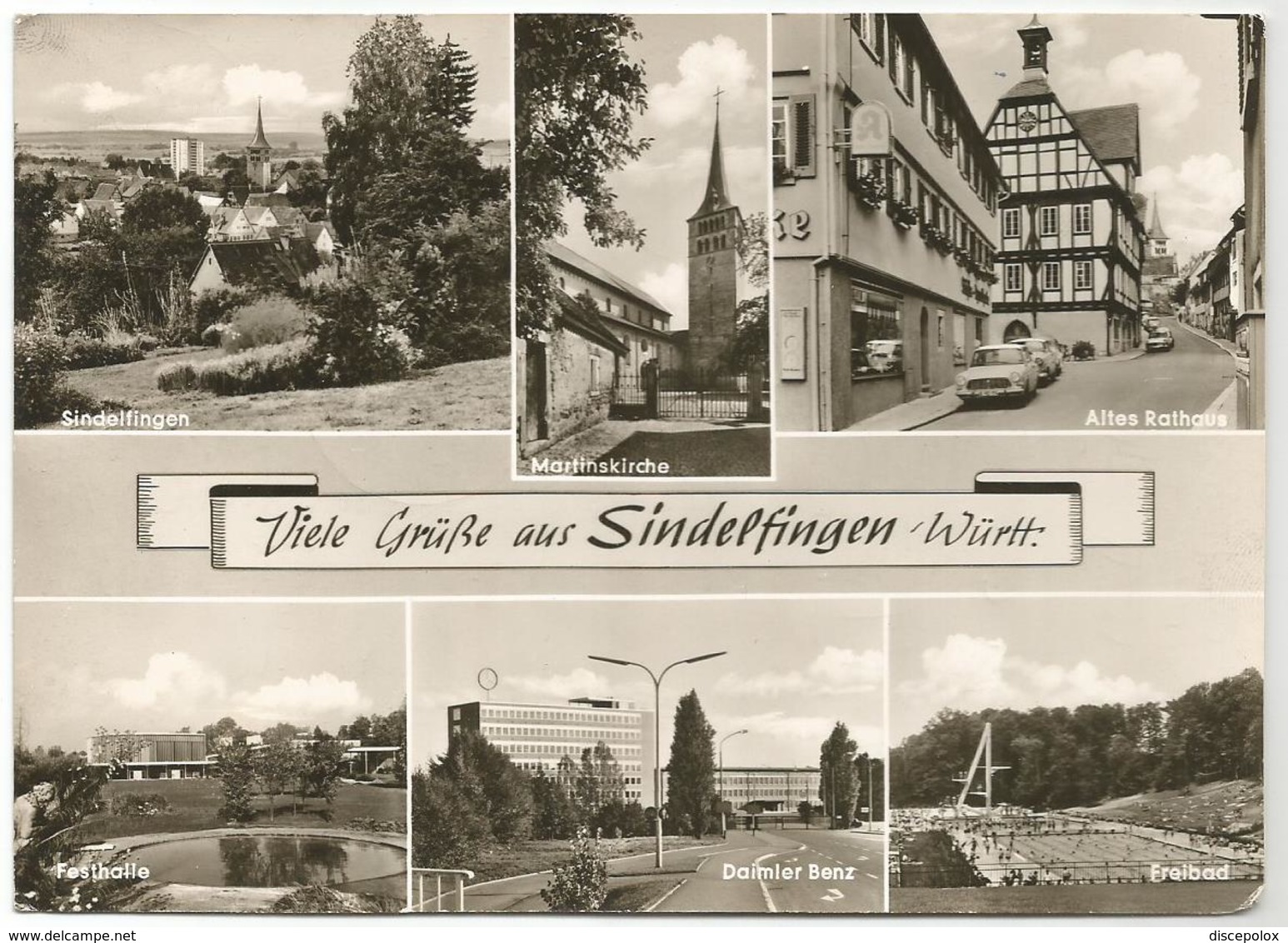 W1928 Viele Gruss Aus Sindelfingen - Martinskirche Altes Rathaus Festhalle Daimler Benz Freibad - Auto / Viaggiata 1966 - Sindelfingen