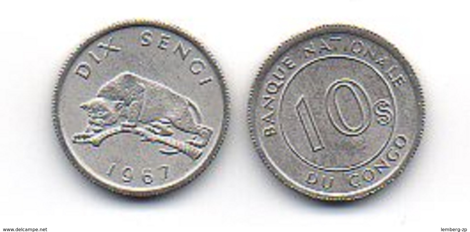 Congo - 10 Sengi 1967 UNC Lemberg-Zp - Congo (Rép. Démocratique, 1964-70)