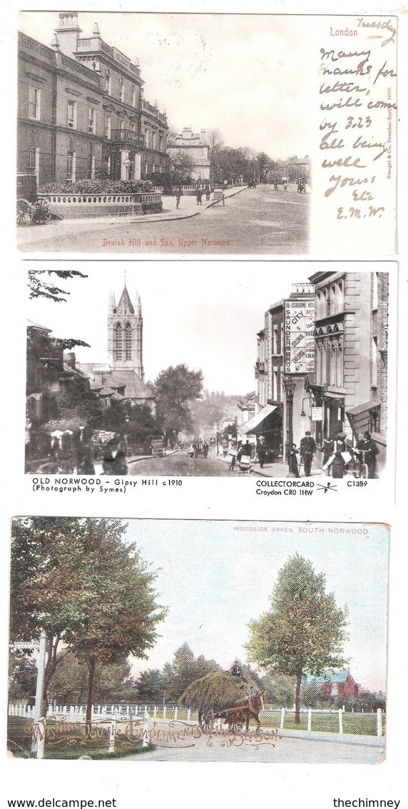 *********  THREE OLD POSTCARDS OF UPPER SOUTH & OLD NORWOOD NEAR CROYDON - London Suburbs