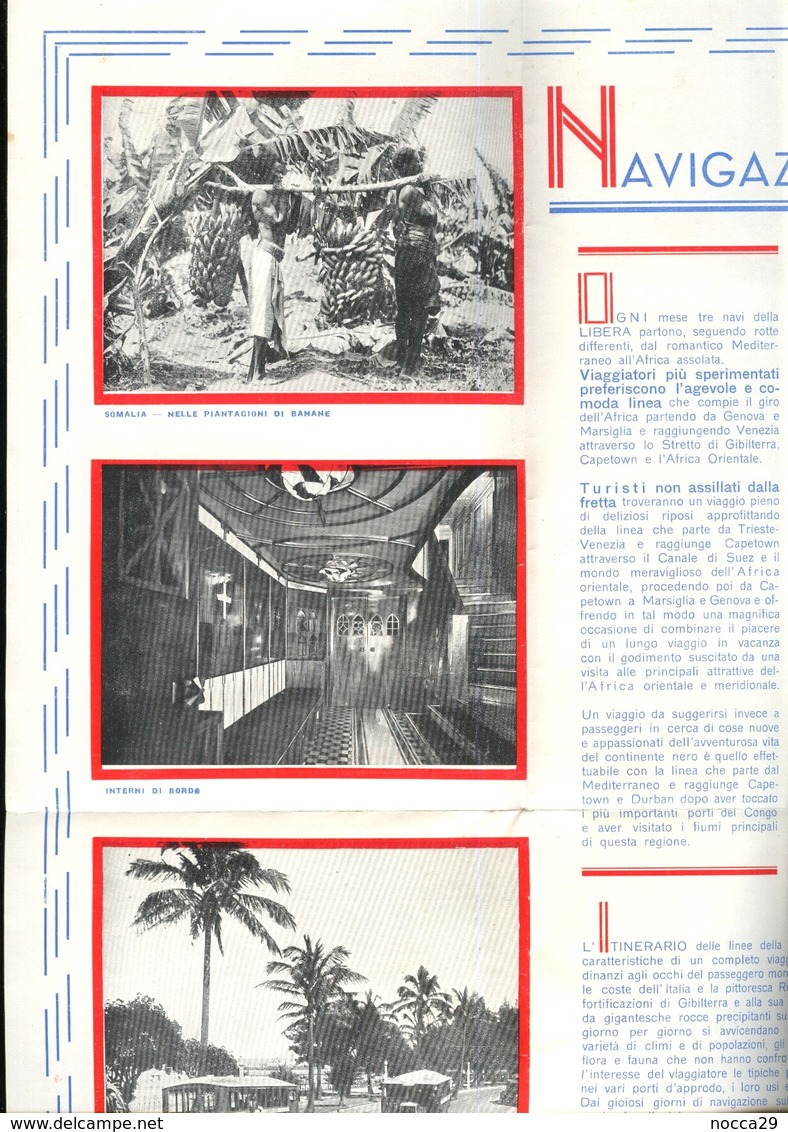 DEPLIANT TURISTICO DEL 1934 NAVIGAZIONE LIBERA TRIESTINA - TRIESTE - PROGRAMMA E PREZZI X SUDAFRICA - Dépliants Turistici