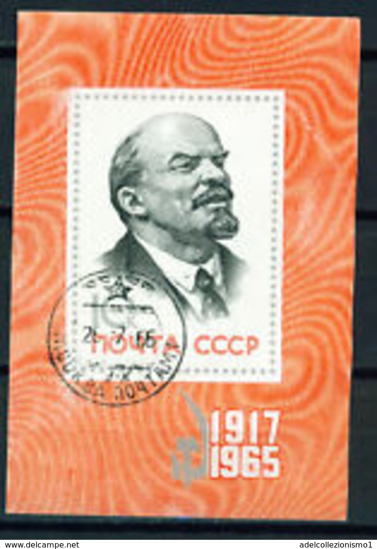 91622) Russia Sovietica Leader Vladimir Lenin Souvenir Foglio 1965 - BF.N.39 USATO - Blocs & Feuillets