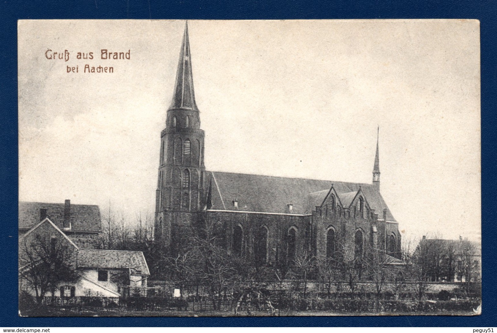 Gruss Aus Brand (Aachen). Eglise. Franchise Postes Militaires Belgique A.O.B. Secteur 2. Février 1919 - Aachen