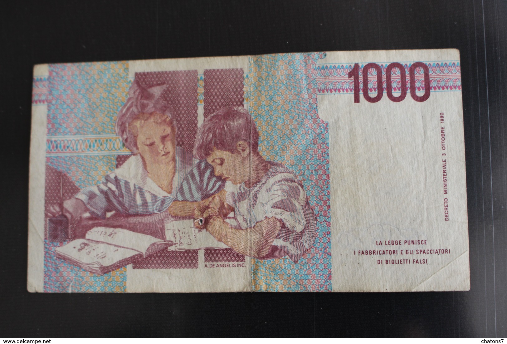 M-An / Billet  -  Italie - République Banca D'Italia  - 1000 Lire  Montessori / Année 1990 - 20000 Lire