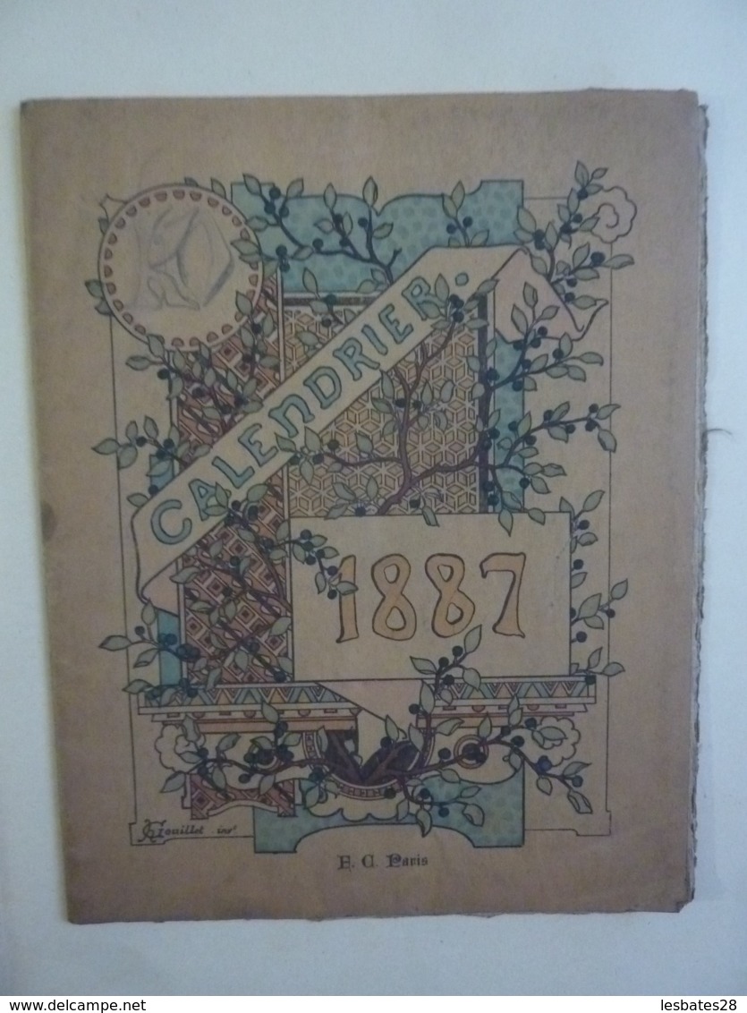 ALMANACH   1887 LIVRE CALENDRIER  ILLUSTRATEUR  H. GOUILLET  DESSIN ALLEGORIE Illustation Moyen-age    Sem 3-31 - Grand Format : ...-1900