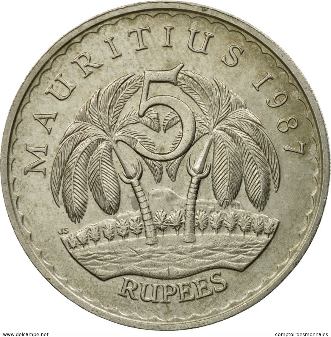 Monnaie, Mauritius, 5 Rupees, 1987, TTB, Copper-nickel, KM:56 - Maurice