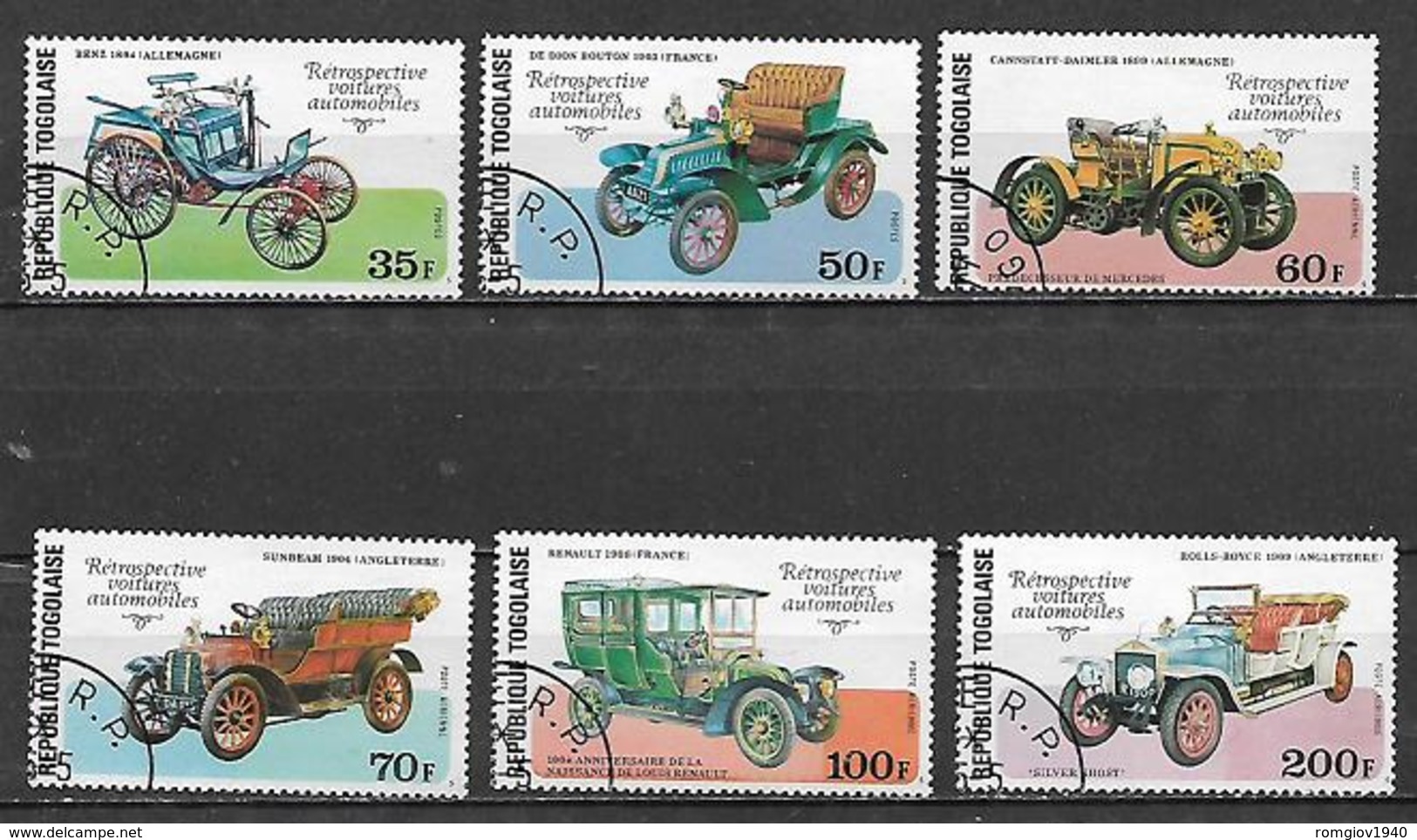 TOGO 1977 AUTOMOBILI YVERT. 893-894+POSTA AEREA 310-313 USATA VF - Togo (1960-...)