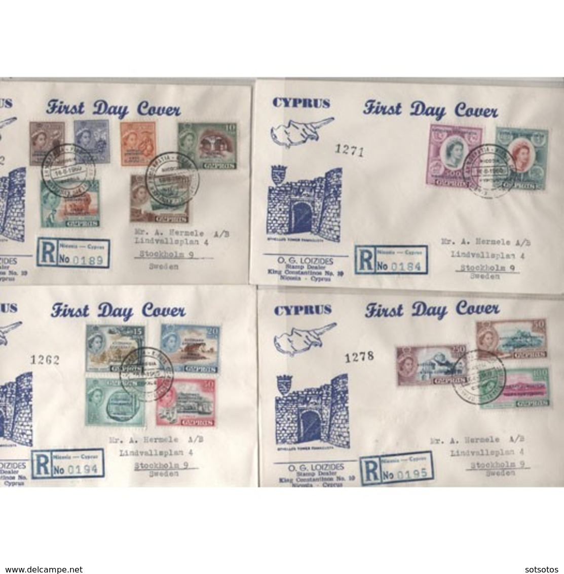 CYPRUS 1960 INDEPENDENCE OVERPRINTED Full Set On 4 FDC"s Very Rare - Storia Postale