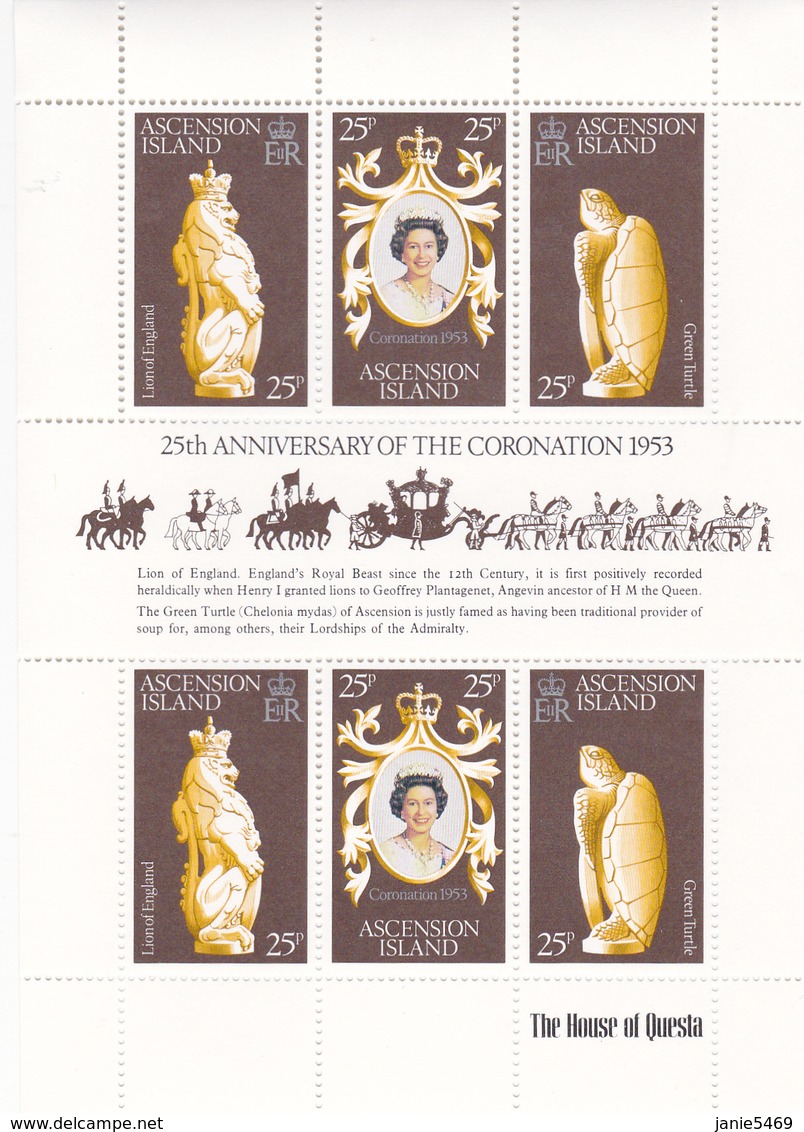 Ascension Island 1978 25th Anniversary Of Coronation Of QE II,Mint Never Hinged Sheetlet - Ascension
