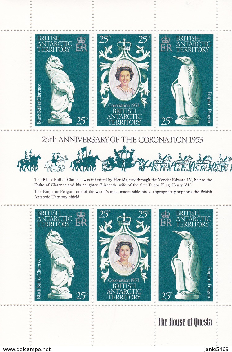 British Antarctic Territory 1978 25th Anniversary Of Coronation Of QE II,Mint Never Hinged Sheetlet - Oblitérés