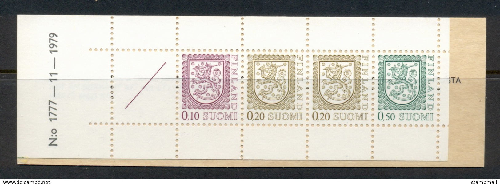 Finland 1975-90 Arms Of Finland Booklet 1x10, 2x20, 1x50 1 Label '79 MUH - Booklets