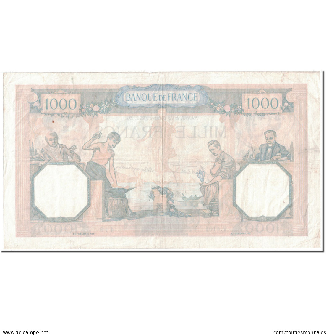 France, 1000 Francs, 1938, 1938-10-13, TTB, Fayette:38.29, KM:90c - 1 000 F 1927-1940 ''Cérès Et Mercure''