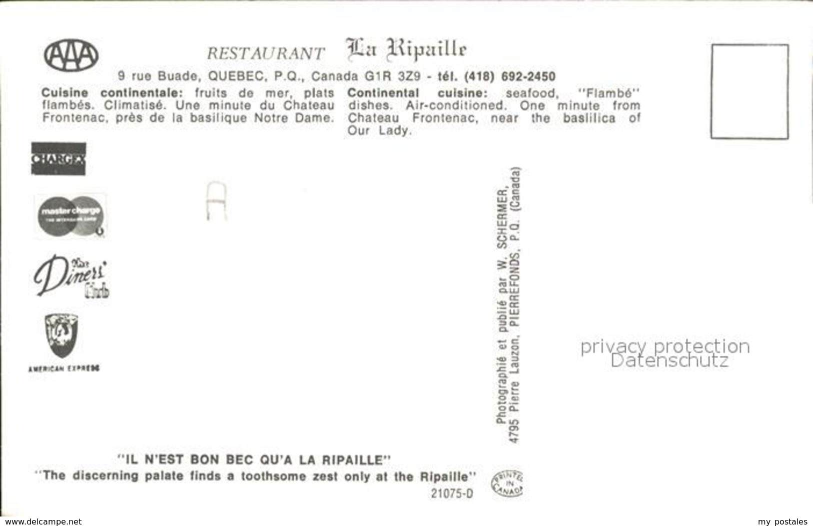 71966262 Quebec Restaurant La Ripaille Quebec - Unclassified