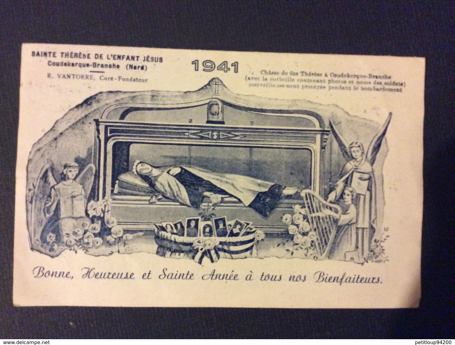 CALENDRIER SAINTE THÉRÈSE DE L’ENFANT JÉSUS  Chasse De Ste Thérèse A COUDEKERQUE -BRANCHE  Nord  ANNÉE 1941 - Petit Format : 1941-60