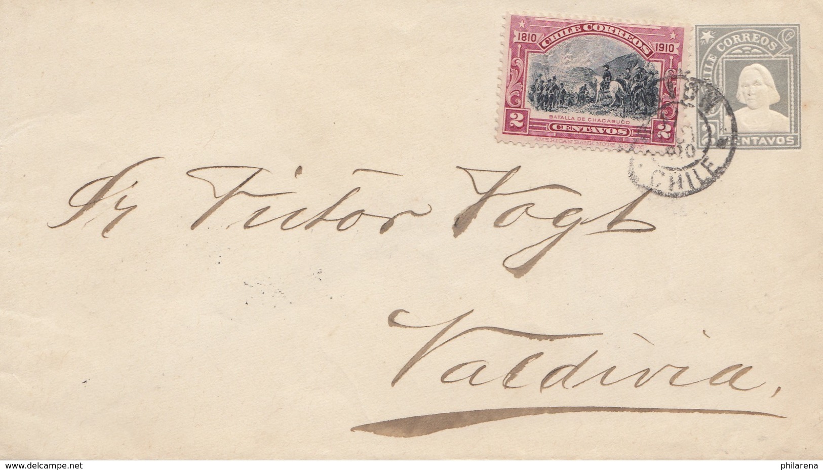 Chile: 1910: Letter To Valdivia - Chile