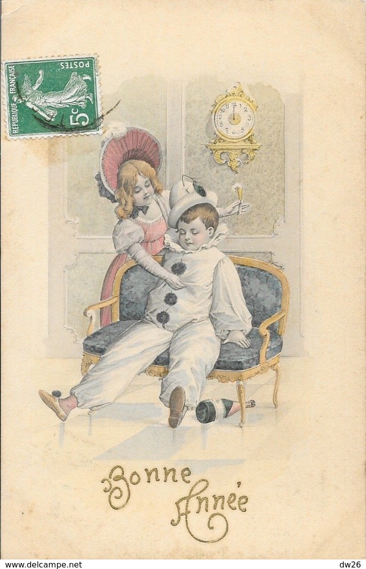 Bonne Année - Pierrot Et Colombine - Edition R.M. Ancre - Carte Illustrée Série 208 - Nouvel An