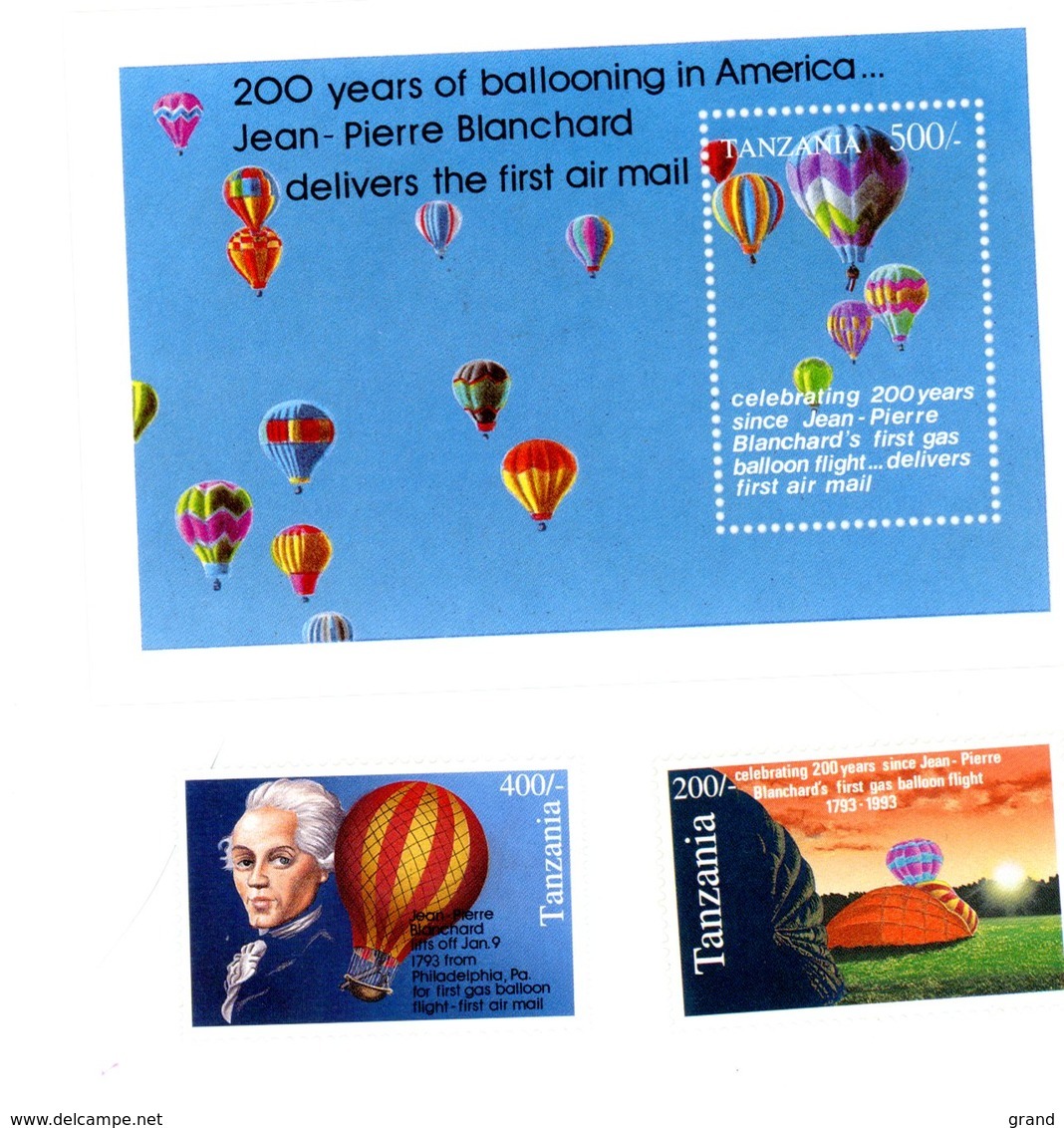 Tanzanie 1994-JP Blanchard-montgolfières-YT 1378/9+B211***MNH - Luchtballons