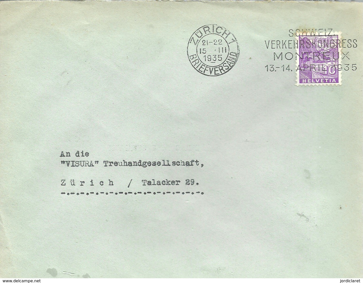 LETTER 1935 ZURICH - Cartas & Documentos