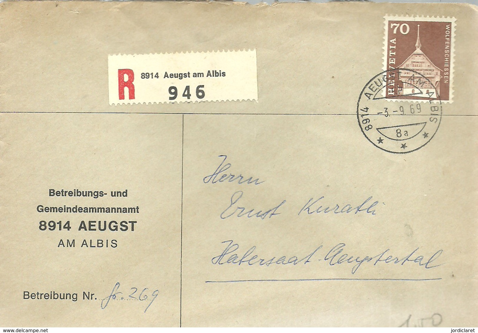 LETTER 1969 REGISTERED  AEGUSTAM ALBIS - Cartas & Documentos