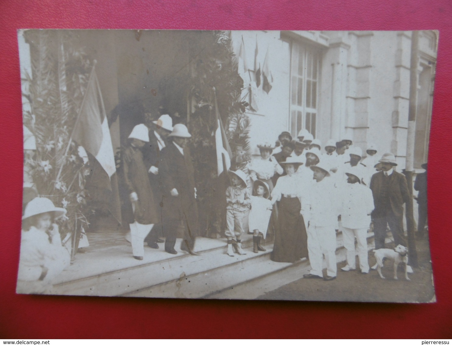 GARE HAIPHONG ARRIVÉE DU ROI THANH THAI ROI D ANNAM CARTE PHOTO 1906 - Viêt-Nam