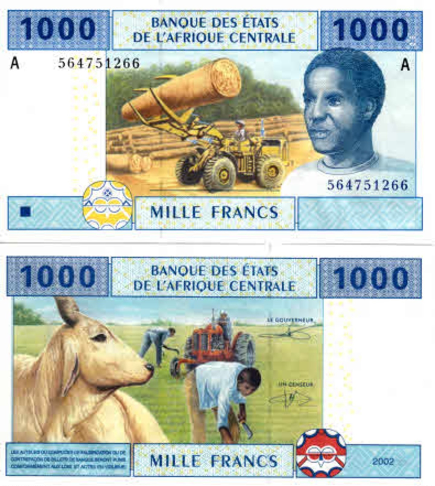 GABON ( Central African States ) P 407A  1000 Francs 2002 UNC - Gabon