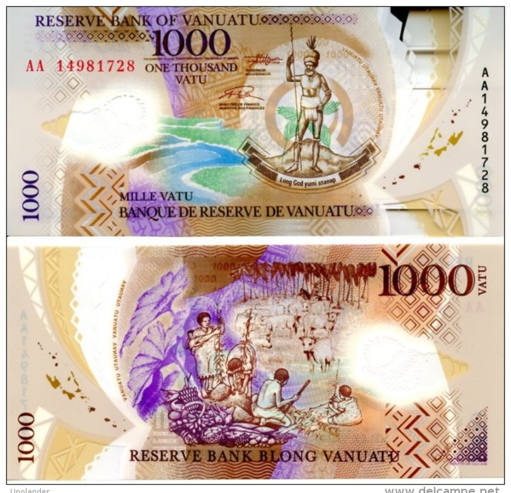 Vanuatu 1000 Vatu Polymer 2014 P 15 UNC - Vanuatu