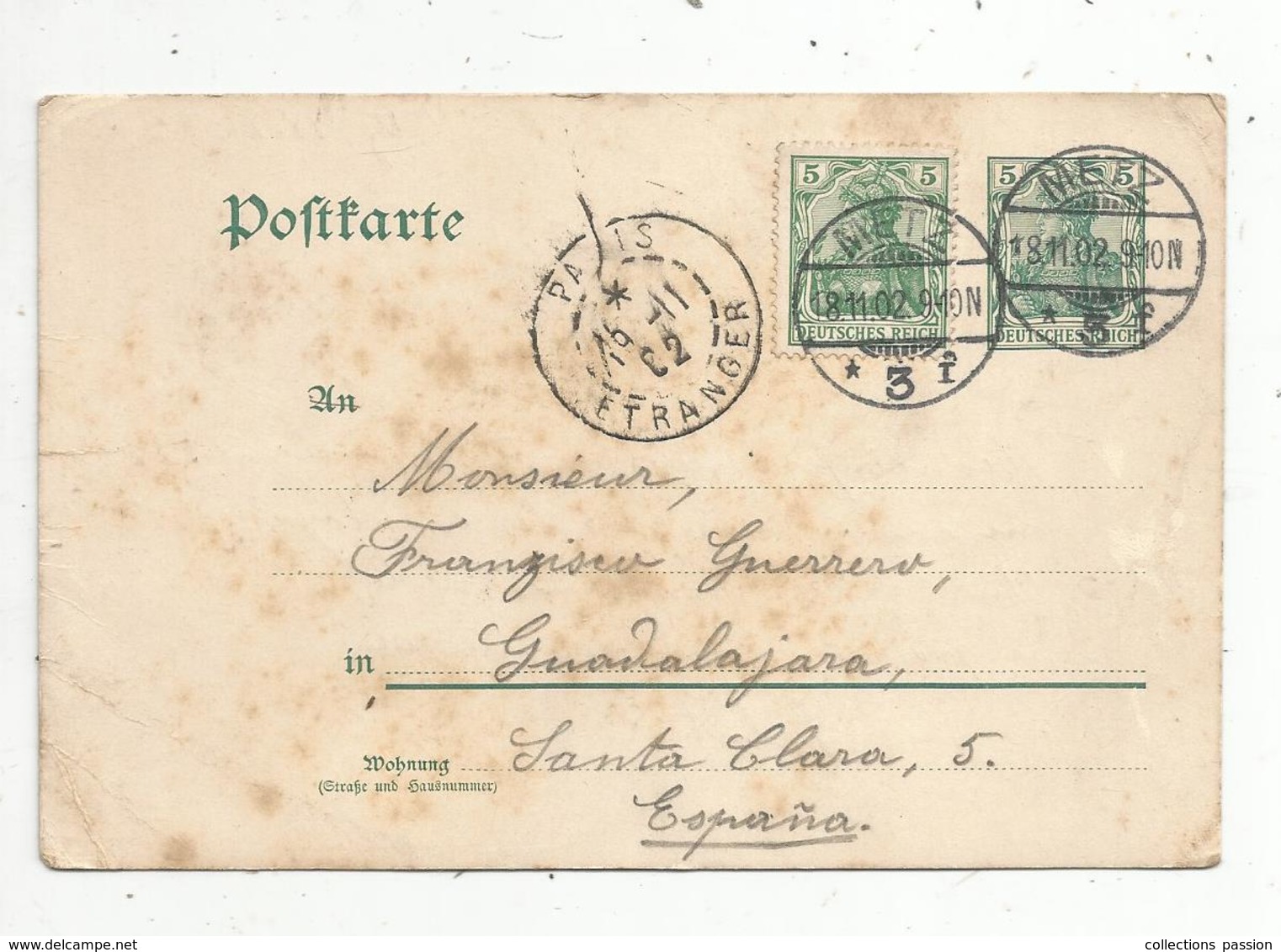 Entier Postal Sur Carte Postale , 5 , Allemagne, METZ ,PARIS ETRANGER ,1902 , 2 Scans - Lettres & Documents