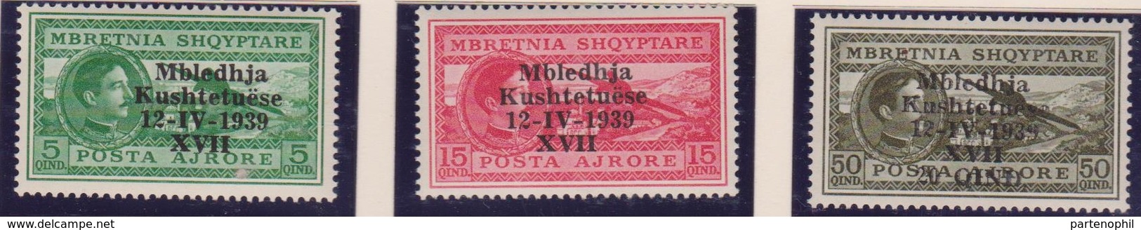 Albania 1939 - Air Post Overprint A1/A3 MNH - Albanie