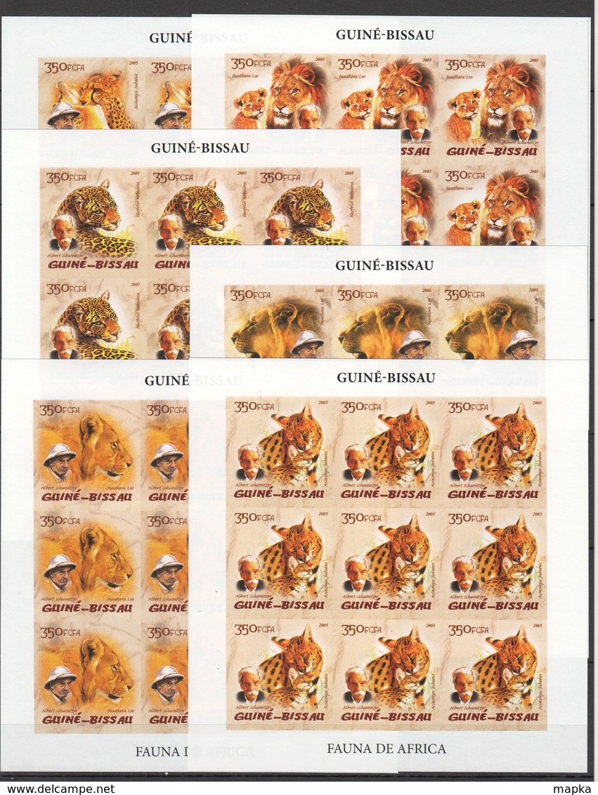 ZZ209 !!! IMPERFORATE 2005 GUINE-BISSAU FAUNA WILD ANIMALS OF AFRICA ALBERT SCHWEITZER 9SET MNH - Big Cats (cats Of Prey)