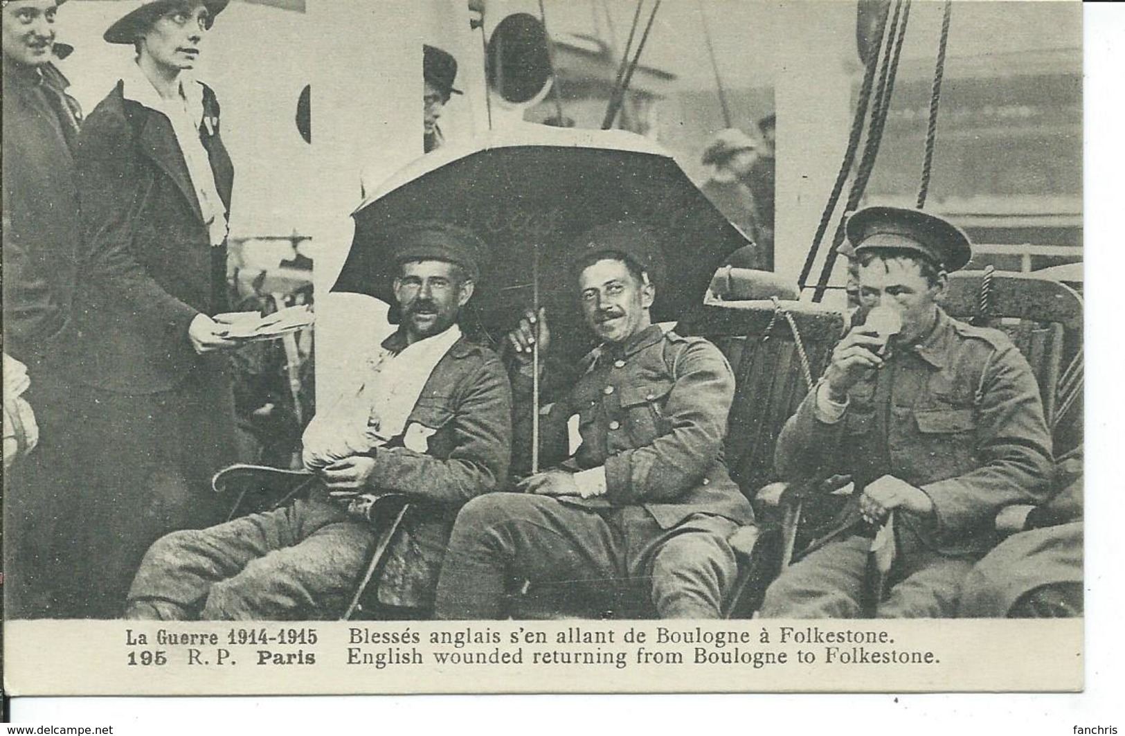 Guerre 1914-1915-Blessés Anglais S'en Allant De Boulogne à Folkestone - Guerre 1914-18