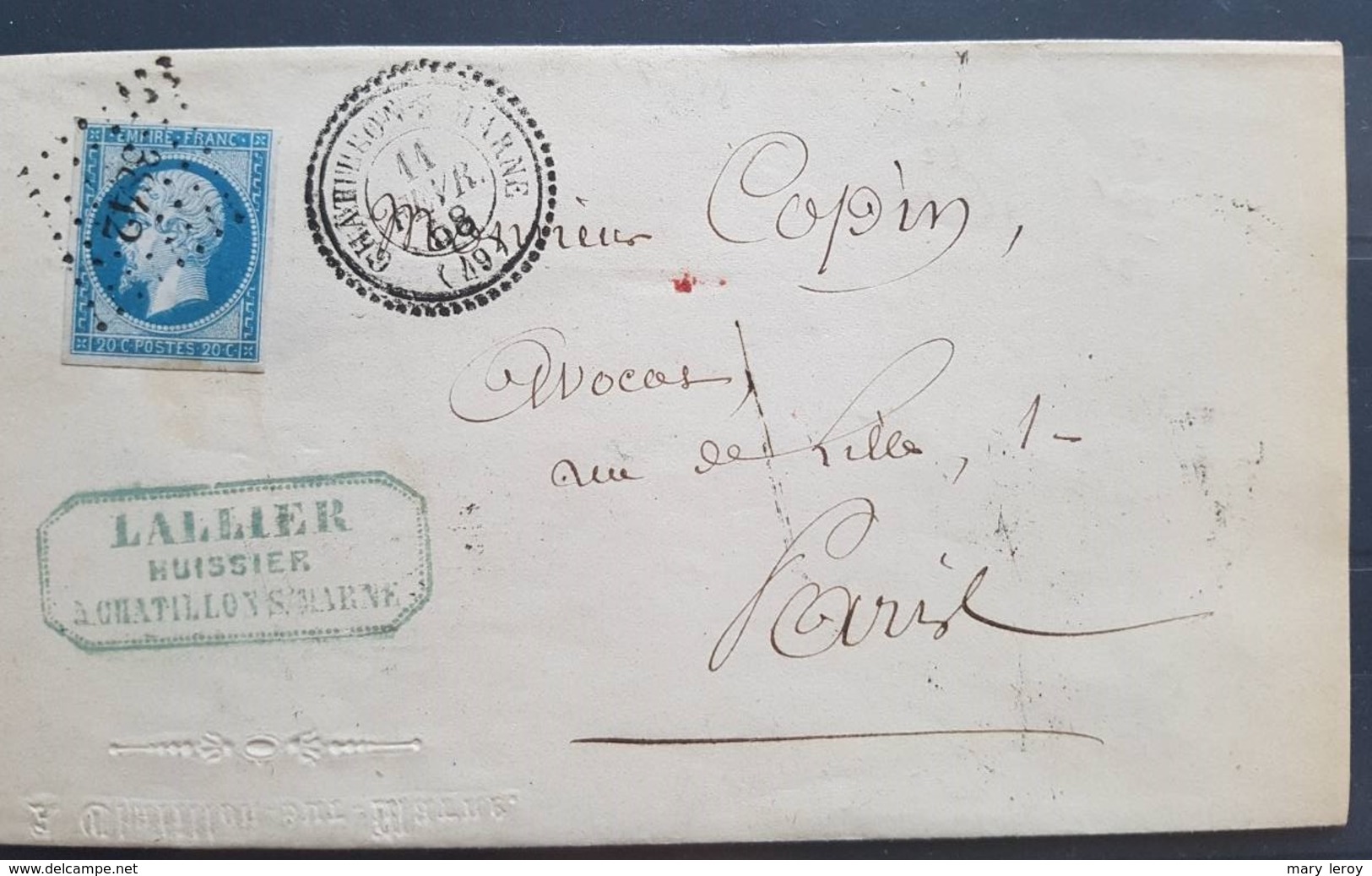 Rare Lettre De Châtillon Sur Marne Pour Paris ( 1858 ) - Cachet PC 3842 - 1849-1876: Periodo Classico