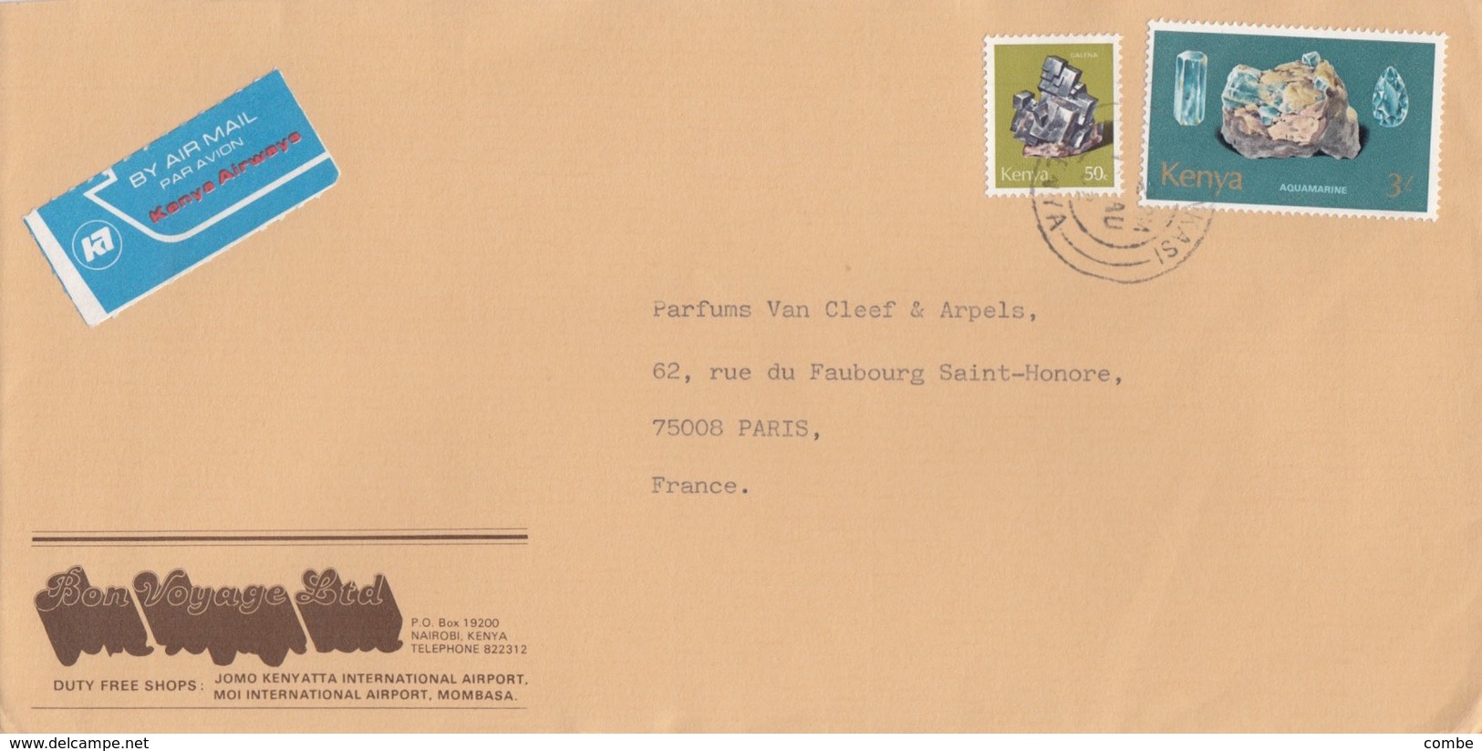 COVER LETTRE KENYA  TO FRANCE - Minéraux