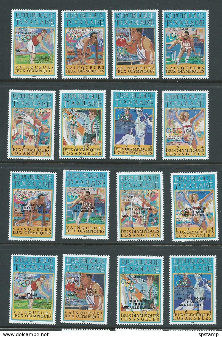 Togo 1984 Olympic Medal Winners Set Of 4 X 2 And Both Later Overprint Sets Of 4 MNH (16 Different) - Togo (1960-...)