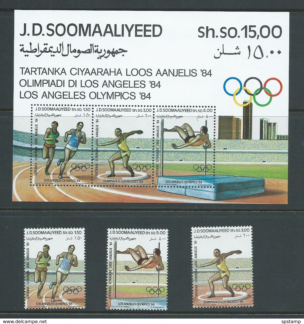 Soomaaliyeed Italian Somalia 1984 Los Angeles Olympics Set 3 & Miniature Sheet MNH - Somalia