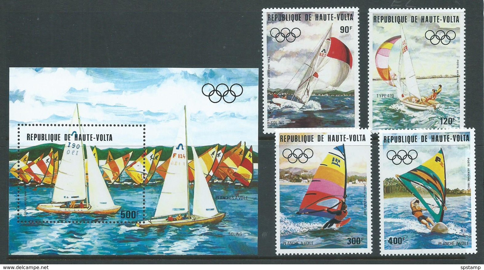 Upper Volta Burkina Faso 1983 Los Angeles Olympic Games Yachting Set 4 & Miniature Sheet MNH - Burkina Faso (1984-...)