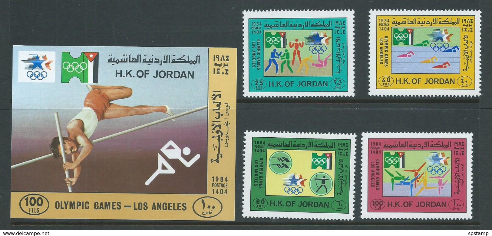 Jordan 1984 Los Angeles Olympic Games Set 4 & Imperforate Miniature Sheet MNH - Jordan