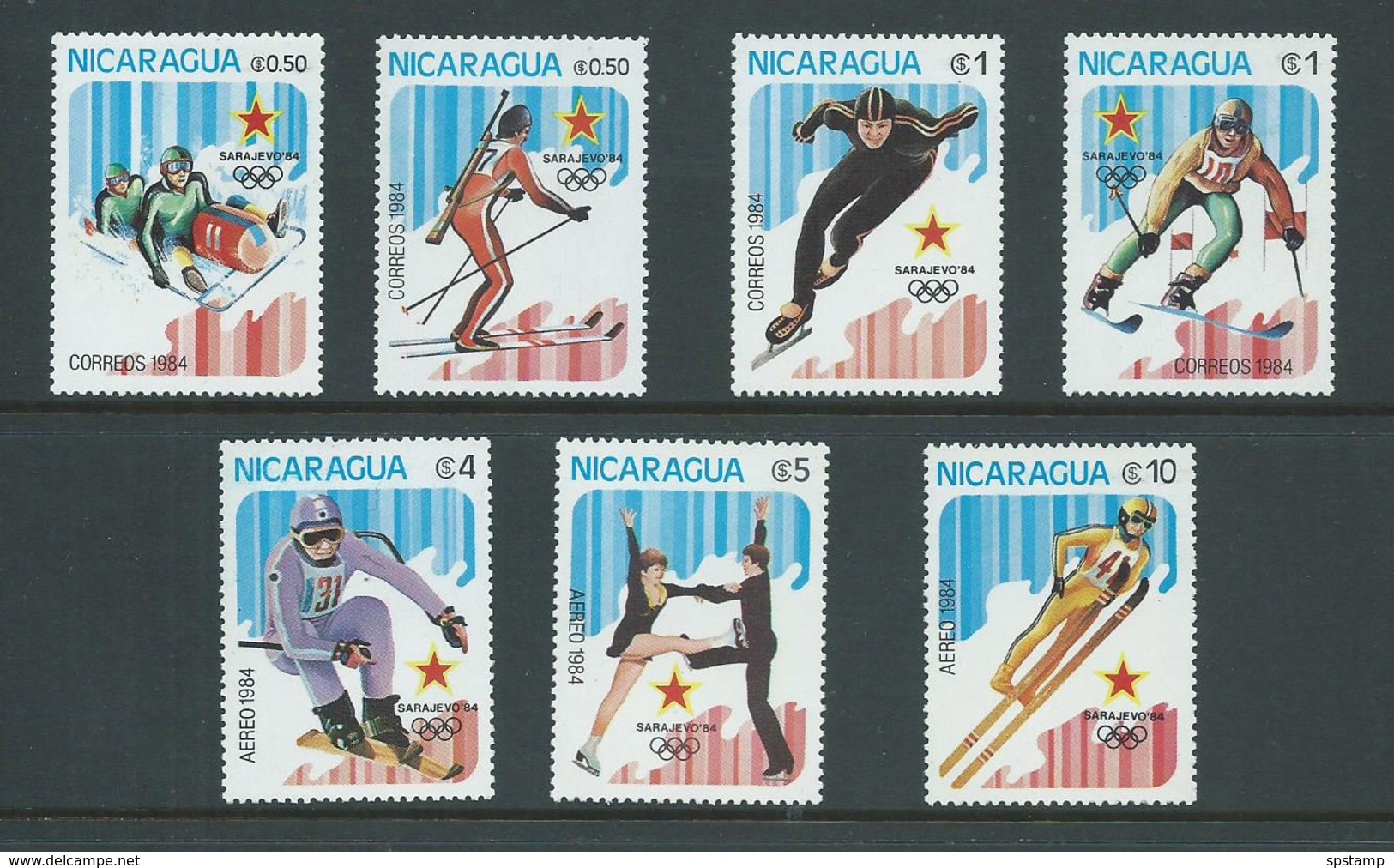 Nicaragua 1984 Sarajevo Olympic Games Set 7 MNH - Nicaragua