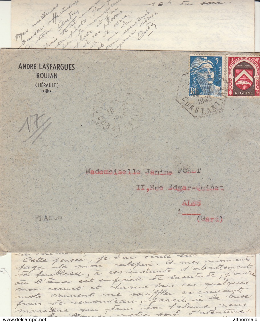EAc Mixte Gandon/Algérie O. Hexagonal Boudoukha Constantine 1949 - Briefe U. Dokumente