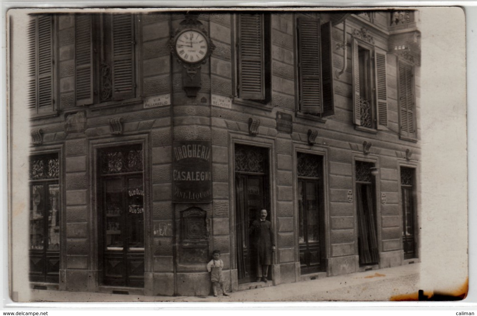 TORINO VIA BELFIORE-PALLAMAGLIO (OGGI VIA MORGARI) NEGOZIO DROGHERIA CASALEGNO - FOTO CARTOLINA ORIGINALE PRIMI DEL 1900 - Luoghi