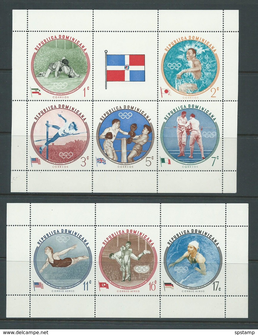 Dominican Republic 1960 Rome Olympic Games Winners & Flags Set 2 Miniature Sheets MNH - Dominican Republic