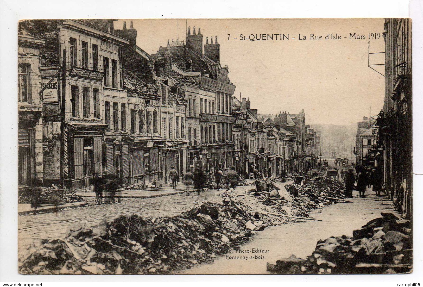 - CPA SAINT-QUENTIN (02) - La Rue D'Isle - Mars 1919 - Photo-Edition Bille N° 7 - - Saint Quentin