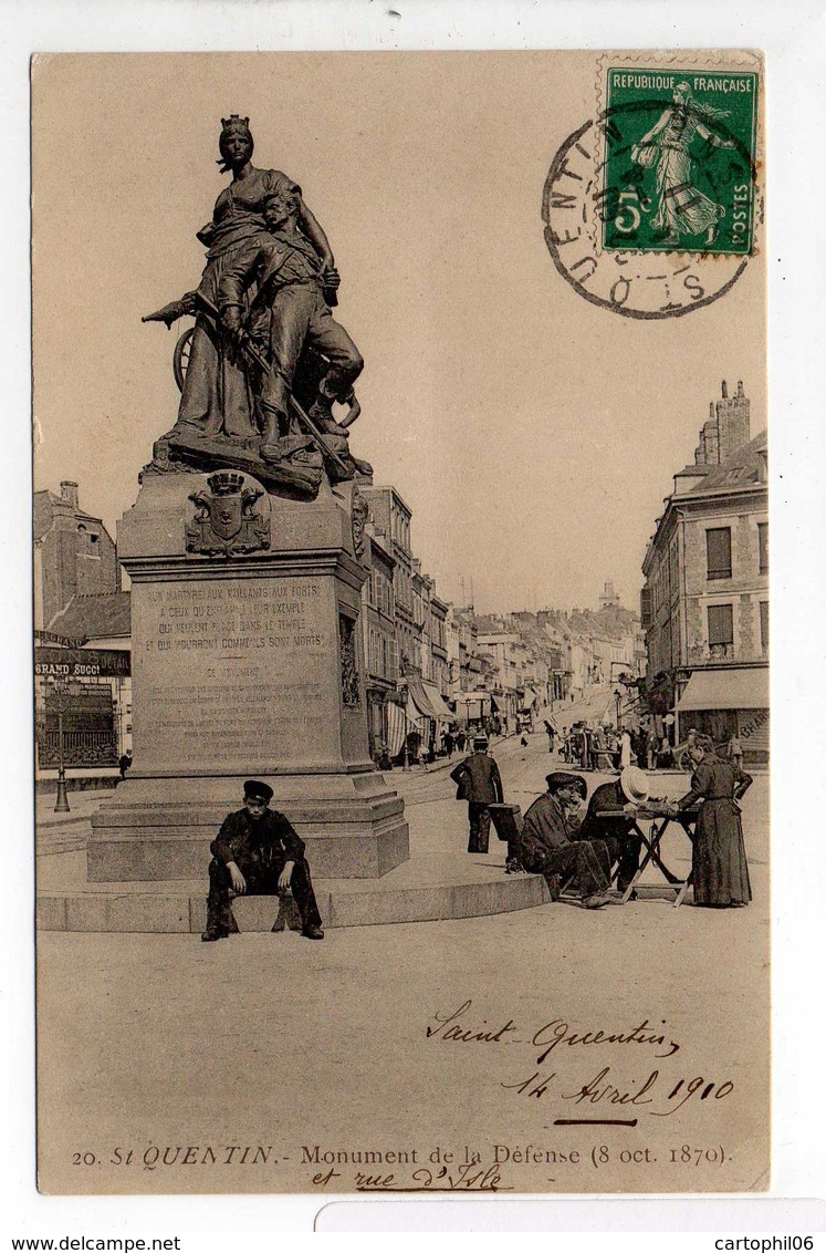 - CPA SAINT-QUENTIN (02) - Monument De La Défense 1911 (avec Personnages) - N° 20 - - Saint Quentin