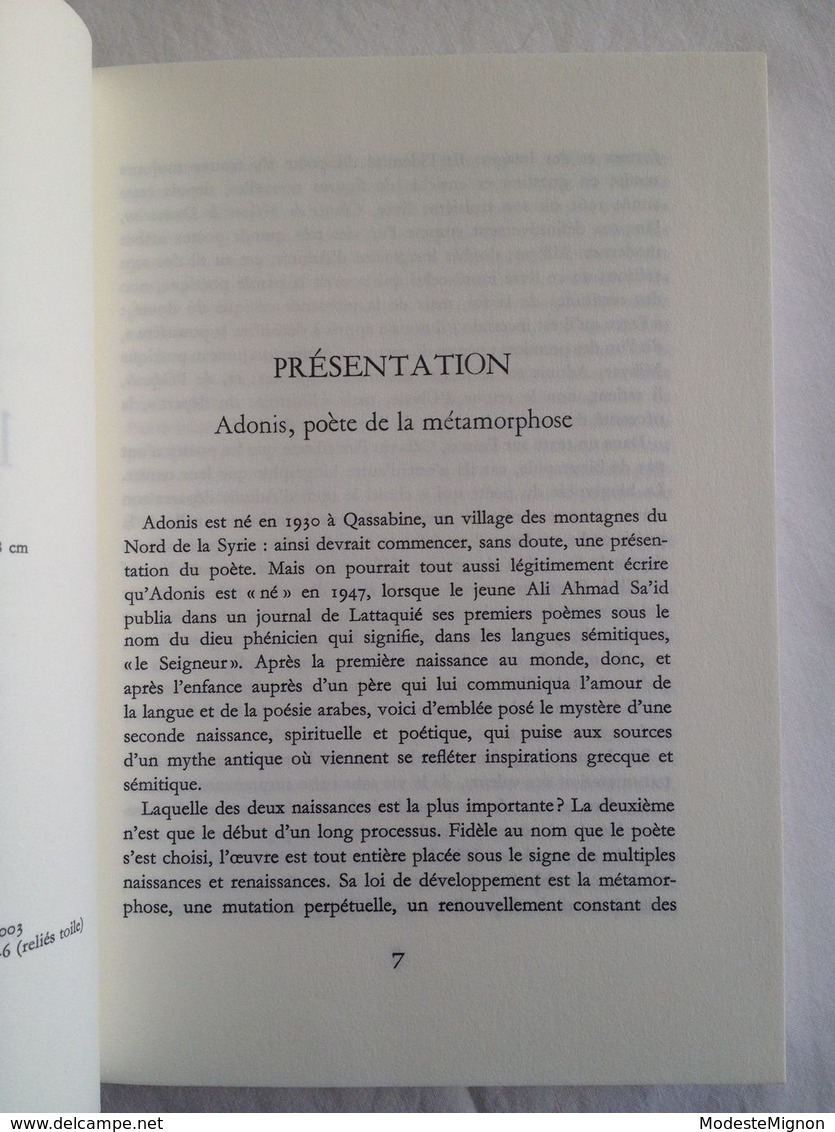 Toucher La Lumière - Adonis - Imprimerie Nationale - Autres & Non Classés