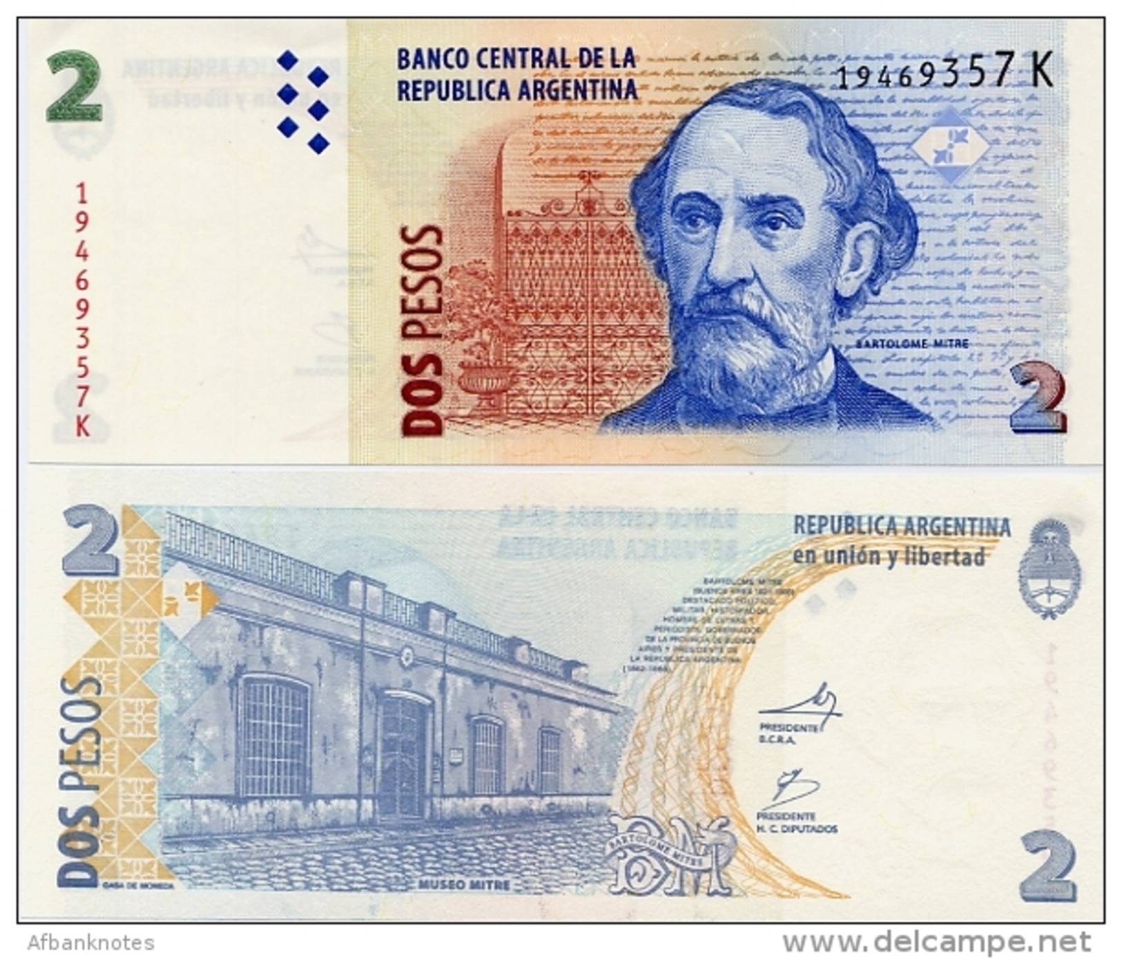 ARGENTINA    2 Pesos    P-352    ND (2002)    UNC  [sign. Marcó-Fellner] - Argentinië